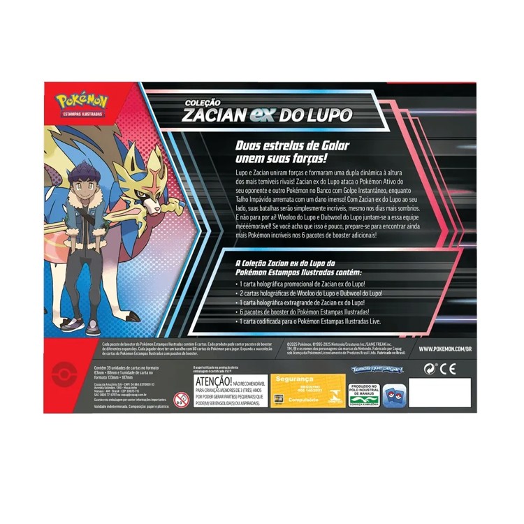 Pokémon - Box de Cartas Coleção Zacian Ex do Lupo - 40 cartas - Copag