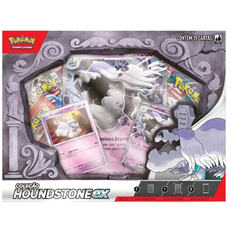 Pokémon - Box de Cartas Coleção Houndstone Ex - 39 cartas - Copag