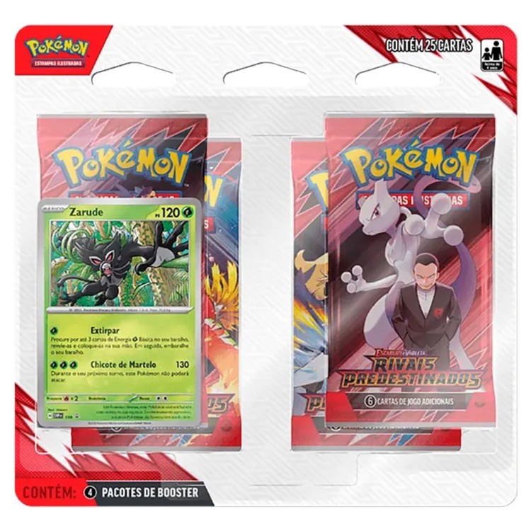 Pokémon - Blister Quádruplo EV10 Rivais Predestinados - Zarude 25 cartas - Copag