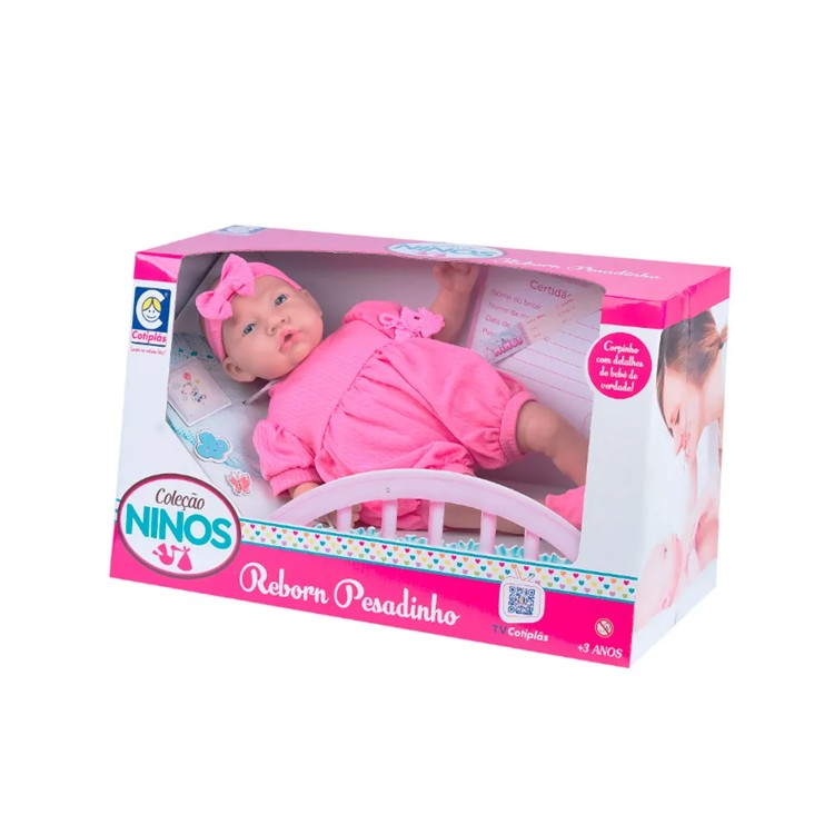Reborn Pesadinho Coleção Ninos 44 Cm- Menina - Cotiplás