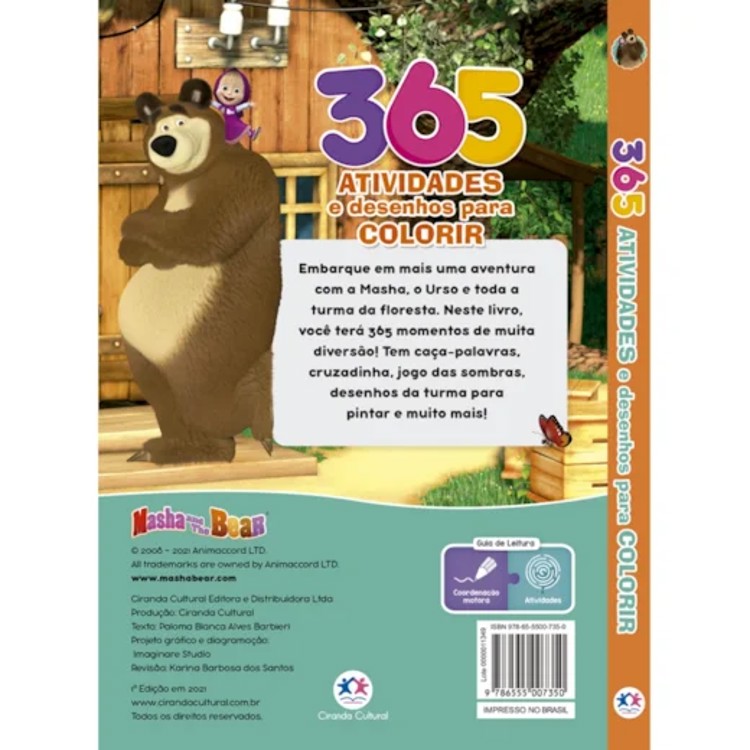 Masha e o Urso - 365 Atividades e Desenhos Para Colorir - Ciranda Cultural