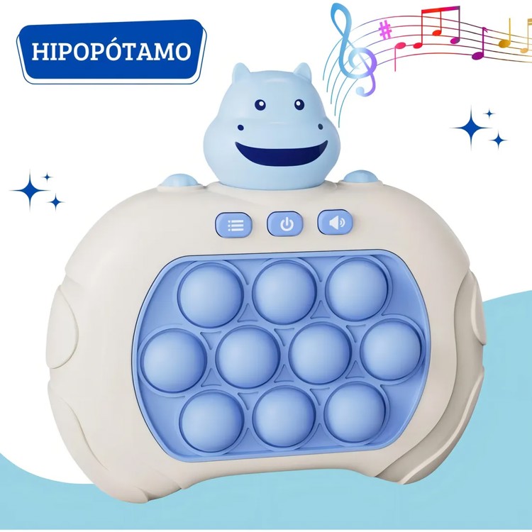 Pop It Eletrônico - Fidget Toy - Brinquedo Sensorial - Hipopótamo