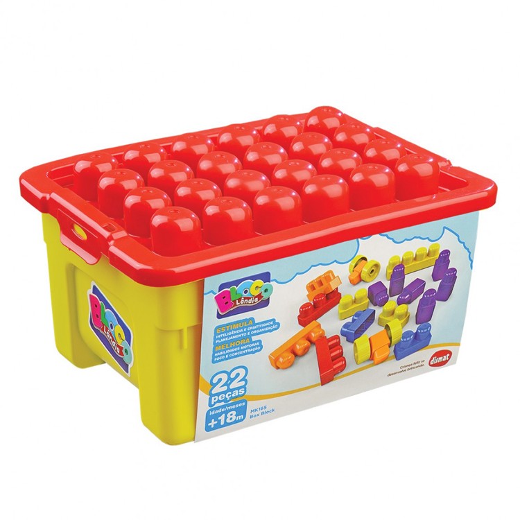 Caixa Box Block - Blocolândia 22 Peças - Dismat