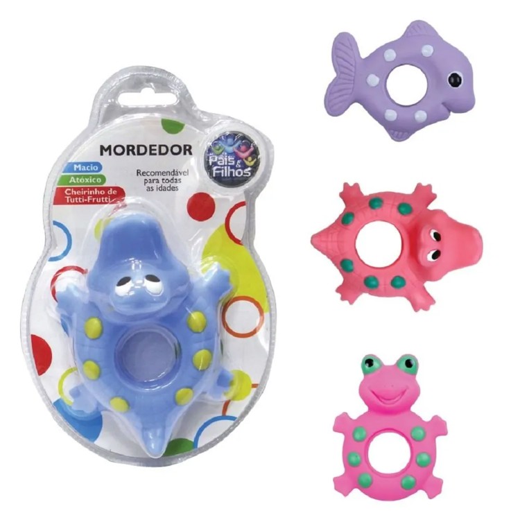 Mordedor Animais Sortidos - Ursinho Rosa - Pais & Filhos