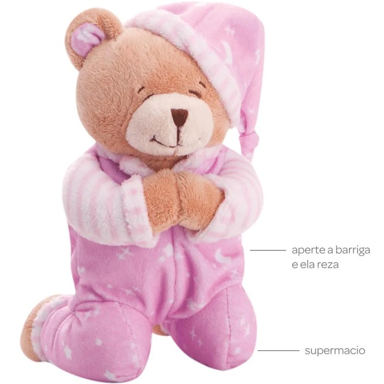 Pelúcia Ursinho que Reza Rosa - Buba